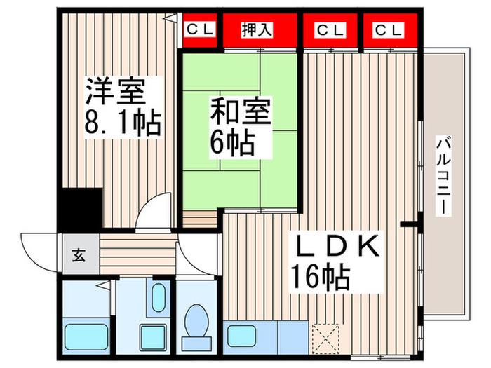 阿部南葛西第1マンション(2LDK/4階)の間取り写真