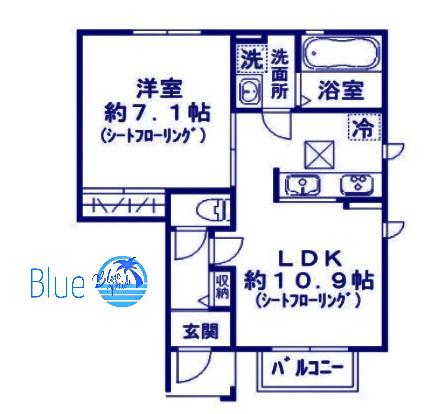 AURA(1LDK/1階)の間取り写真