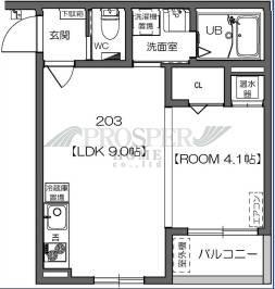 BOMIORA寺田町(1LDK/2階)の間取り写真