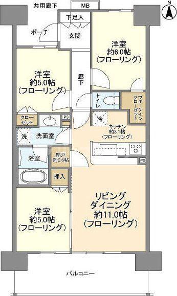 アクラス(3LDK/9階)の間取り写真