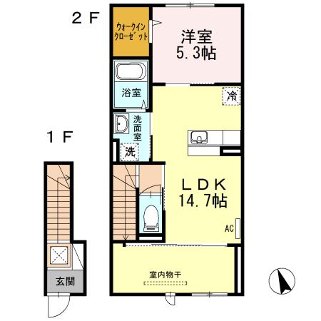 D-ROOM柳井(1LDK/2階)の間取り写真