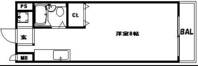 グランベール兵庫(ワンルーム/3階)の間取り写真