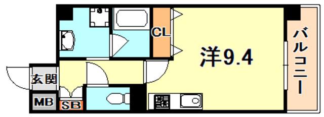 サンクラッソ三ノ宮加納町(ワンルーム/8階)の間取り写真