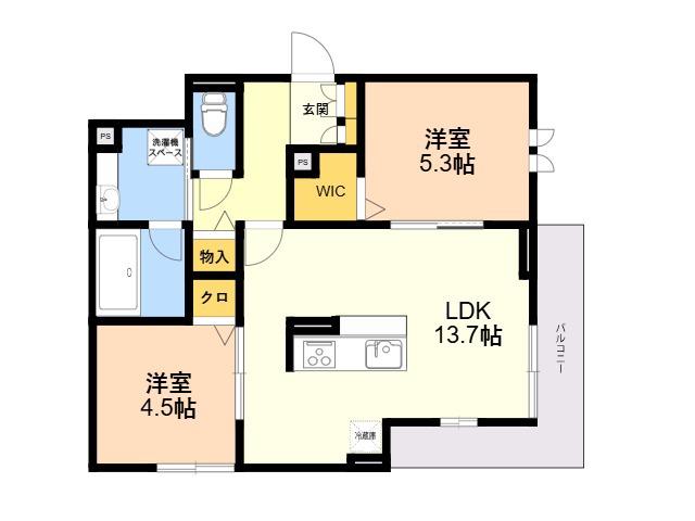 D-RESIDENCE諸岡(2LDK/2階)の間取り写真