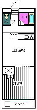 ウィスタリアハイツ(1LDK/2階)の間取り写真