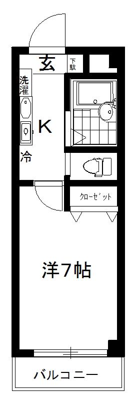 ヴァンベール瑞江(1K/4階)の間取り写真