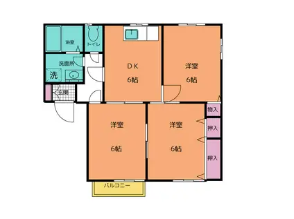 ニューコーポOSADA C棟(3DK/1階)の間取り写真