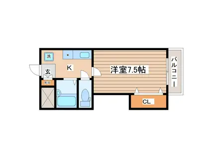 マインホーム(1K/1階)の間取り写真