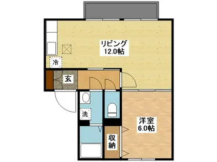 ウィルモア東町(1LDK/2階)の間取り写真