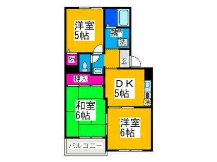 辻ハイツII(3DK/2階)の間取り写真