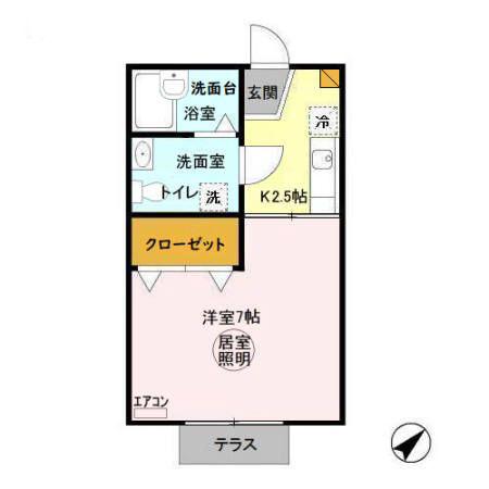 メゾンドノア(1K/1階)の間取り写真