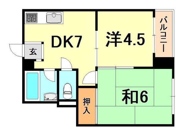 田中マンション(2DK/4階)の間取り写真