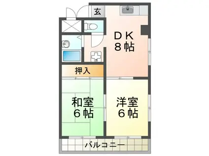 プラスパラスヒラノ(2DK/3階)の間取り写真