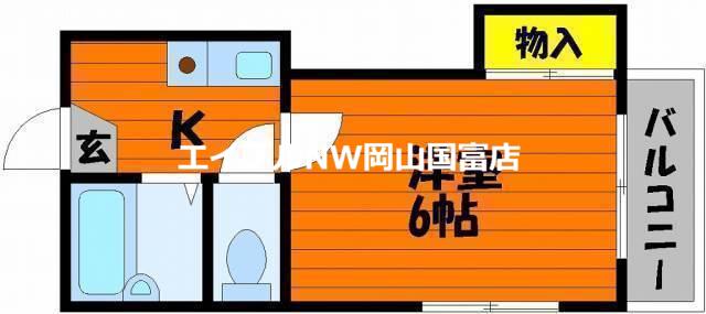 BRUNO浜1(1K/1階)の間取り写真