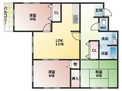 ボンサンテ西浦(3LDK/2階)の間取り写真
