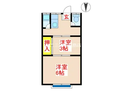 コートミヤマI(2K/2階)の間取り写真
