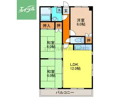 ロワールハイツ(3LDK/2階)の間取り写真