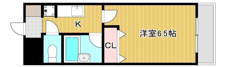 ヴィラ・パープル(1K/4階)の間取り写真