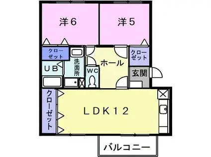 パークヒルズA(2LDK/1階)の間取り写真