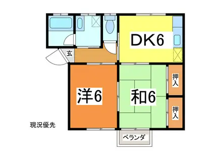 カーサ・シティA(2DK/1階)の間取り写真