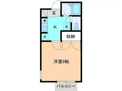 ベルビュー石引II(1K/2階)の間取り写真