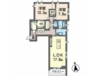 メゾンマスト富沢(2LDK/3階)の間取り写真
