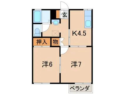 メゾンハーモニーA(2DK/2階)の間取り写真