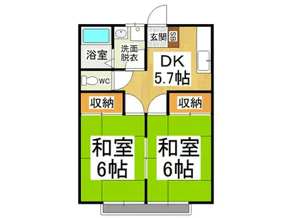 くれないアパート(2DK/1階)の間取り写真