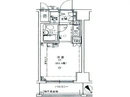 ルネ和田町(ワンルーム/6階)の間取り写真