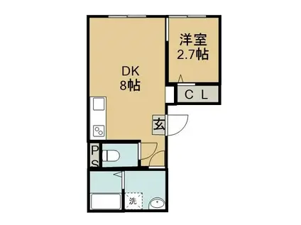 J.リヴェール佐古(1DK/1階)の間取り写真