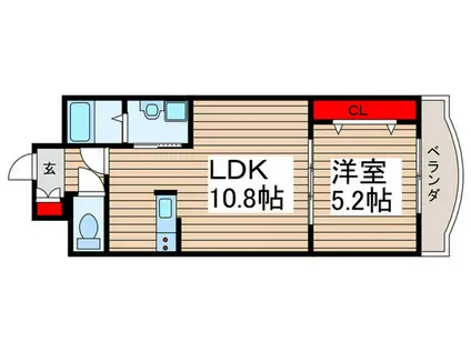 プライムコート田尻(1LDK/3階)の間取り写真