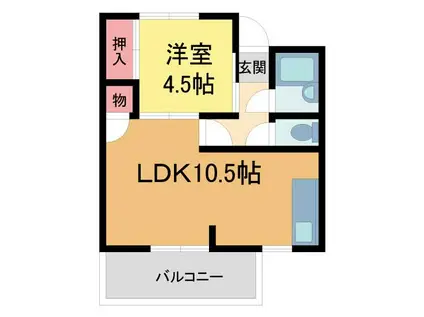 マンション空田B棟(1LDK/4階)の間取り写真