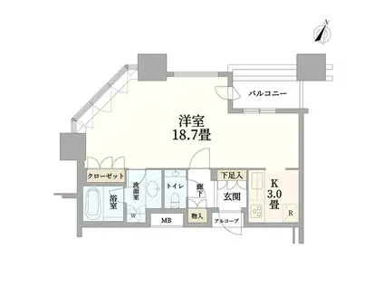 カテリーナ三田タワースイートイーストアーク(1K/2階)の間取り写真
