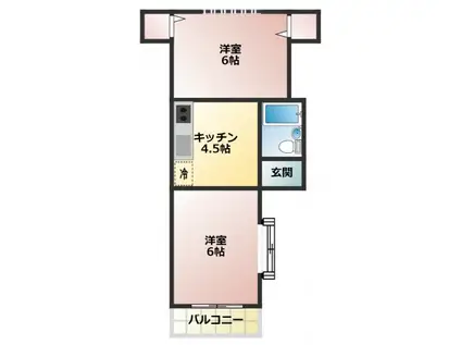 クラ16(2K/1階)の間取り写真