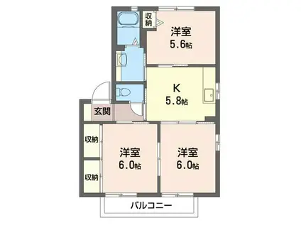 サンライズ村田E(3K/2階)の間取り写真