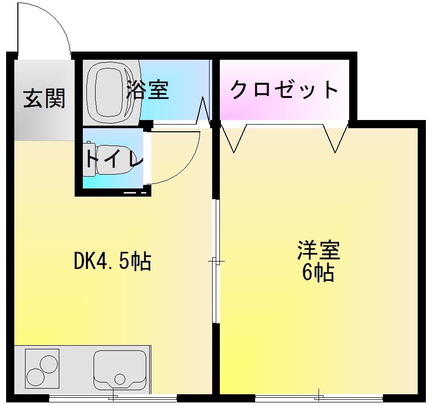 杉田荘(1DK/1階)の間取り写真