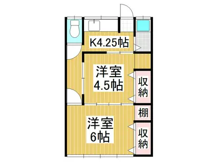 スカイハイツ(2K/1階)の間取り写真