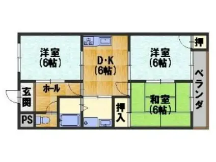 ファミーユTAKADA 2F(3DK/2階)の間取り写真