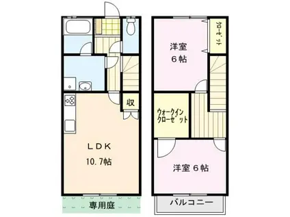 ルミエール南町(2LDK/1階)の間取り写真