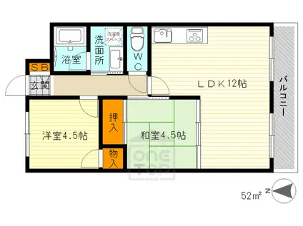 クレアメゾン千里(2LDK/6階)の間取り写真