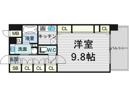 KAISEI梅田(1K/8階)の間取り写真