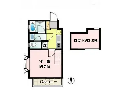 自由が丘ベルブランシュ(1K/1階)の間取り写真