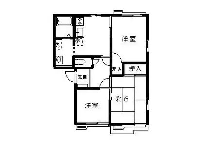 コーポハピネスII B棟(3DK/2階)の間取り写真