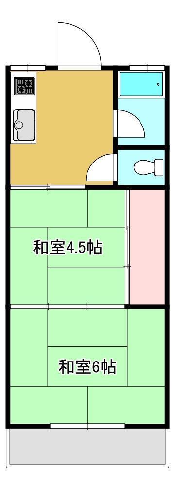 コーポ柿田(2K/2階)の間取り写真