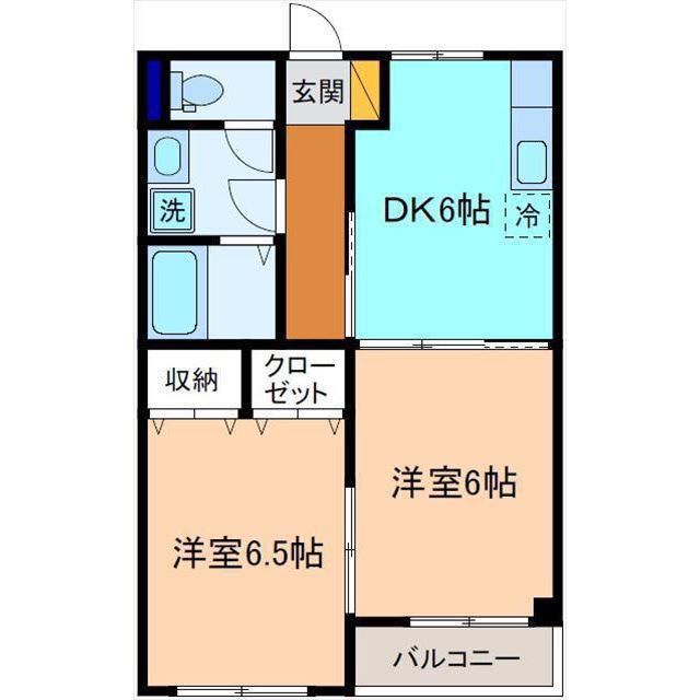 プラムガーデン(2DK/2階)の間取り写真