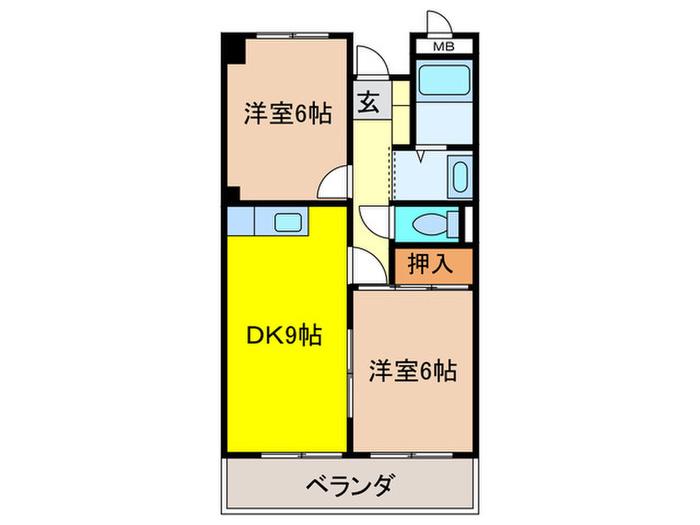 高師浜シーサイドマンションII(2DK/2階)の間取り写真
