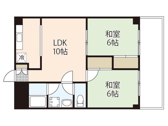 コーポ安古市(2LDK/7階)の間取り写真