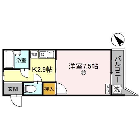 リバーハイツ豊岡(1K/1階)の間取り写真