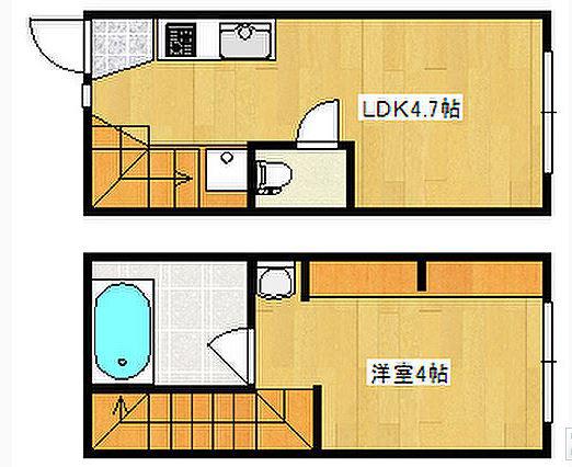 本浦コーポラスI(1LDK/1階)の間取り写真