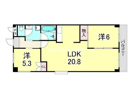 イプシロンA棟(2LDK/3階)の間取り写真
